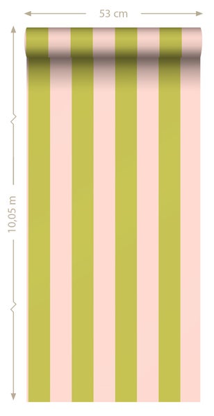 ESTAhome Tapete Streifen Rosa und Grün - 50 x 900 cm - 131574