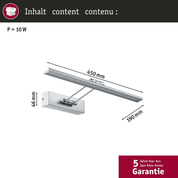 Galeria LED Bilderleuchte Beam 2700K 580lm 230V 8W Nickel gebürstet, Chrom