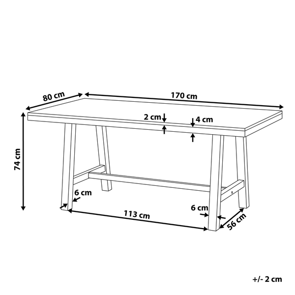 Gartentisch SCANIA 170 cm 80 cm Akazienholz Schwarz