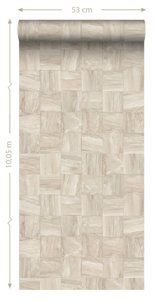 Origin Wallcoverings Tapete quadratische Holzstücke Hellbeige - 50 x 900 cm - 347929