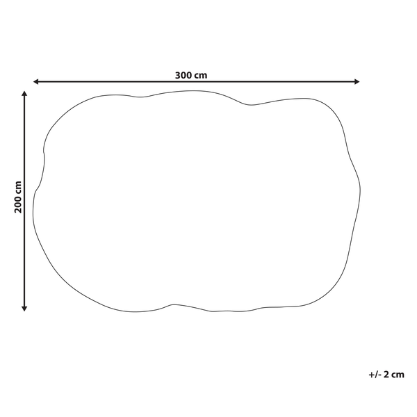 Skizze eines Teichs mit Maßangaben 300 cm mal 200 cm