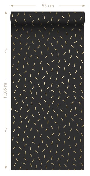 ESTAhome Tapete grafisches Motiv Schwarz und Gold - 53 cm x 10.05 m - 139128