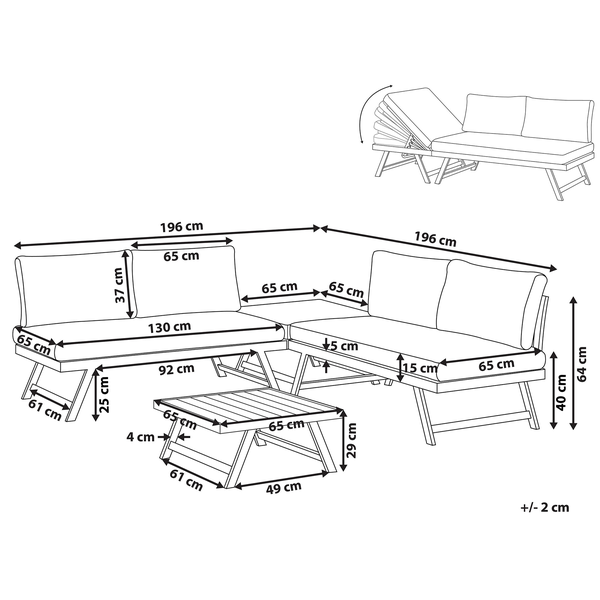 Garten Ecksofa mit Tisch 5-Sitzer COCCORINO Metall Grau