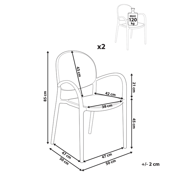Gartenstuhl 2er Set POVOLETTO Kunststoff Hellbraun