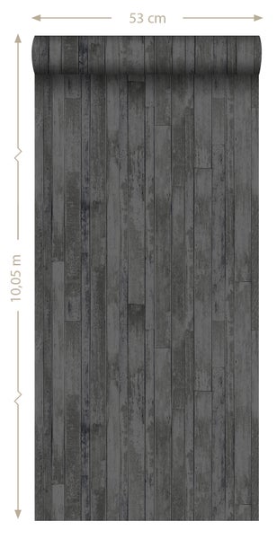 ESTAhome Tapete Holz-Optik Schwarz und Braun - 53 cm x 10.05 m - 128841