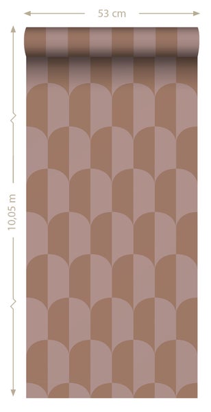 ESTAhome Tapete Art Decó Muster Altrosa und Braun - 53 cm x 10.05 m - 131235