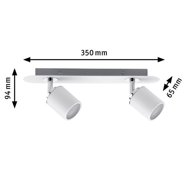 Spotlight Tube IP44 GU10 230V max. 2x10W dimmbar Weiß, Chrom
