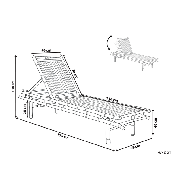 Sonnenliege SULMONA Bambusholz Hellbraun