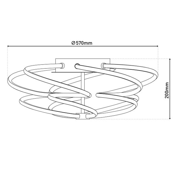 LED Deckenleuchte RIZADO Ø: 57cm aus Metall in satin-nickel und Kunststoff, mit fest verbauten LEDs, Beleuchtung für Wohnräume und Büro.