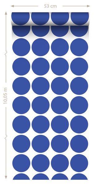 ESTAhome Tapete große Kugeln Blau - 50 x 900 cm - 131560