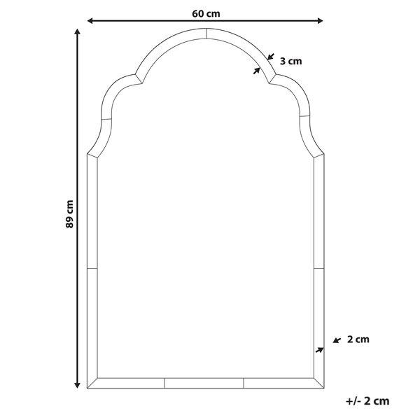 Skizze eines Spiegels mit den Maßen 60 mal 89 Zentimeter