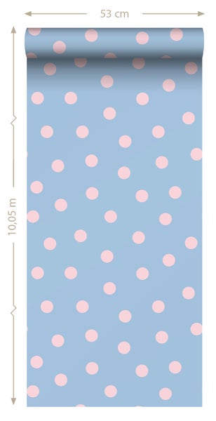 ESTAhome Tapete Punkte Blau und Rosa - 50 x 900 cm - 131577