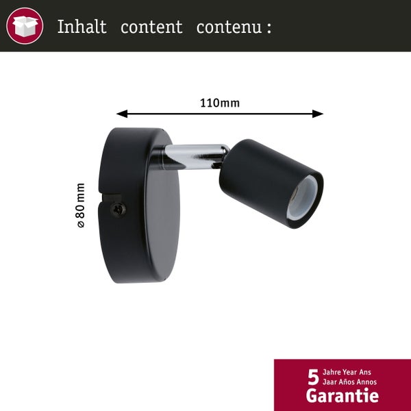 Wandleuchte mit den Maßen 110 Millimeter mal 80 Millimeter und fünf Jahren Garantie