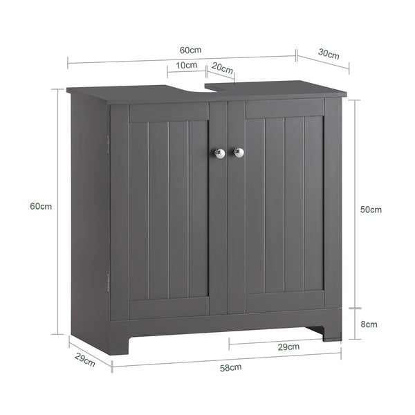 Waschbeckenunterschrank mit den Maßen 60 x 60 x 29 Zentimeter.