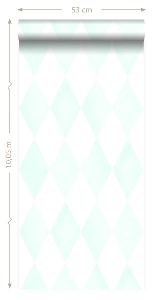 Origin Wallcoverings Tapete Karomuster Weiß und Pastell Mintgrün - 53 cm x 10.05 m - 337218