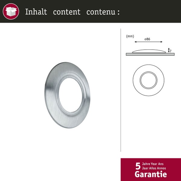 LED Wandeinbauleuchte Abdeckung Abdeckung rund 86mm Edelstahl