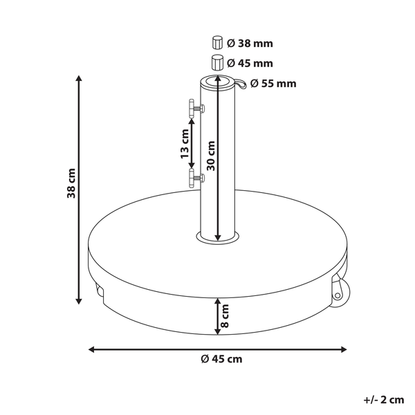 Sonnenschirmfuß CERZETO Grau Rund 30 kg
