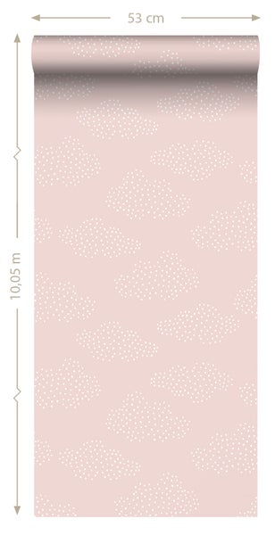 ESTAhome Tapete kleine Wolken Hellrosa - 50 x 900 cm - 139516