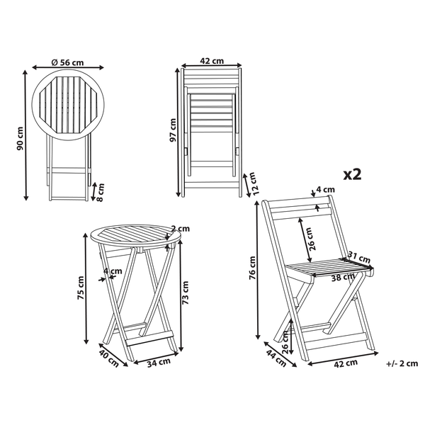 Bistro Set klappbar SACILE Akazienholz Braun