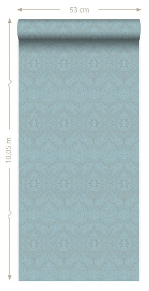 Origin Wallcoverings Tapete Ornamente Eisblau - 53 cm x 10.05 m - 346246