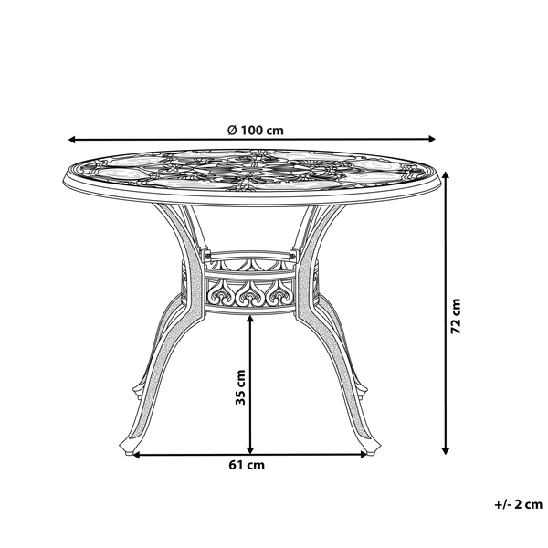 Gartentisch SAPRI 100 cm 100 cm Metall Dunkelbraun