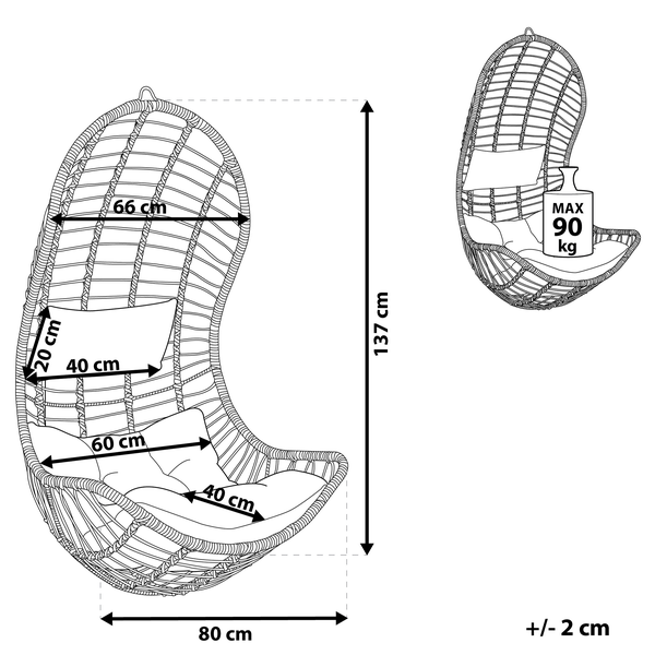 Hängesessel PINETO Polyrattan Naturfarben