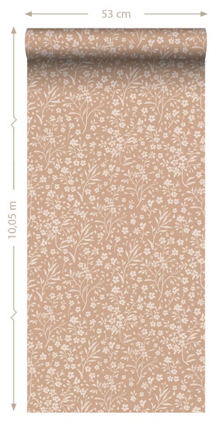 ESTAhome Tapete Blumen Terrakottarosa - 53 cm x 10.05 m - 139881