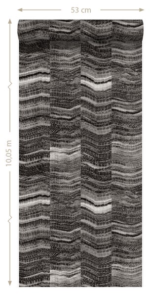 Origin Wallcoverings Tapete Zick-Zack-Mamorstreifen Schwarz - 53 cm x 10.05 m - 337250