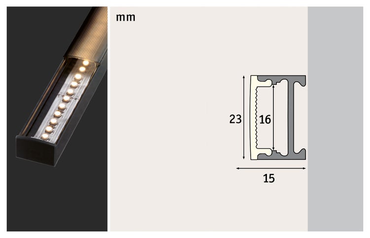 LED Strip Profil Square 2m Schwarz