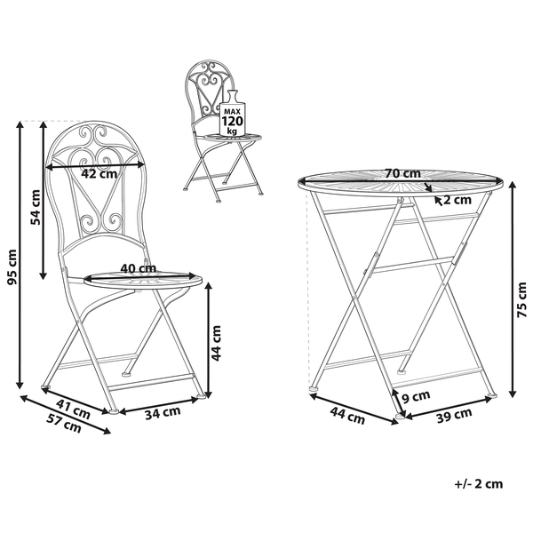 Bistro Set klappbar TRENTO Metall Hellgrün