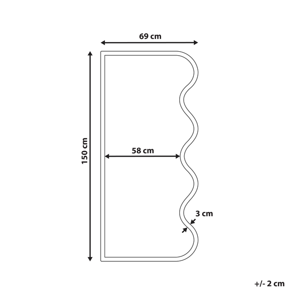 Technische Zeichnung eines Duschwandprofils mit Maßangaben