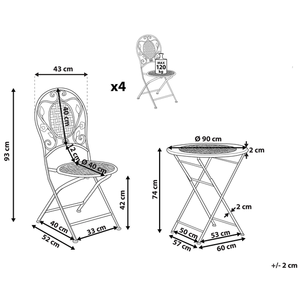 Gartenmöbel Set 4-Sitzer BIVIO klappbar Metall Cremeweiß