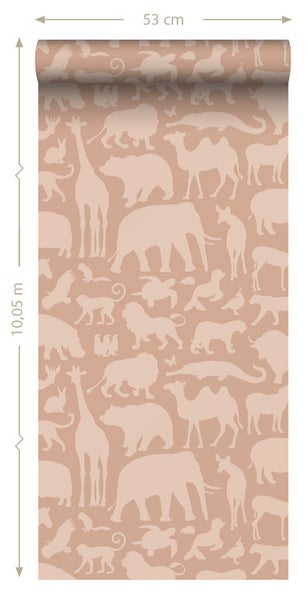 ESTAhome Tapete Tiere Terrakotta - 53 cm x 10.05 m - 139356