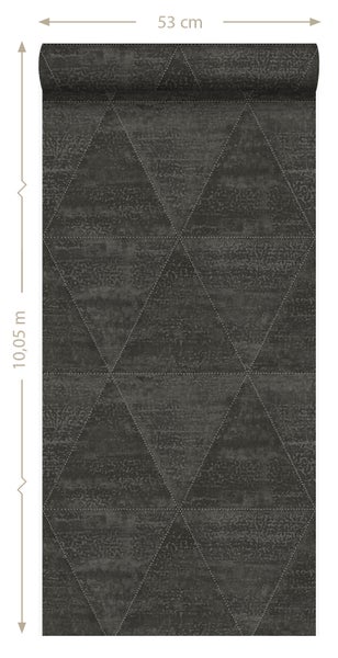 Origin Wallcoverings Tapete verwitterte Metalldreiecke Schwarz - 53 cm x 10.05 m - 337605