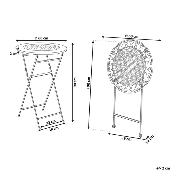 Garten Bartisch TRIESTE 60 cm 60 cm Metall Hellbeige