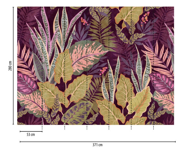 Fototapete mit tropischen Pflanzenmotiven für die Wandgestaltung