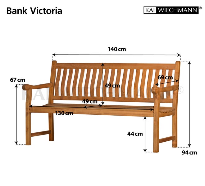 Teak Gartenbank 140 cm 2-Sitzer 3-Sitzer Massivholz premium wetterfest