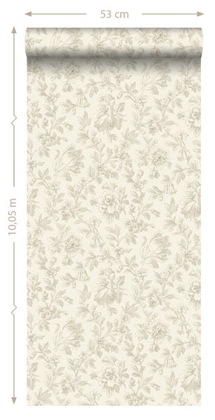 ESTAhome Tapete eleganten Blumen Braun - 53 cm x 10.05 m - 127626