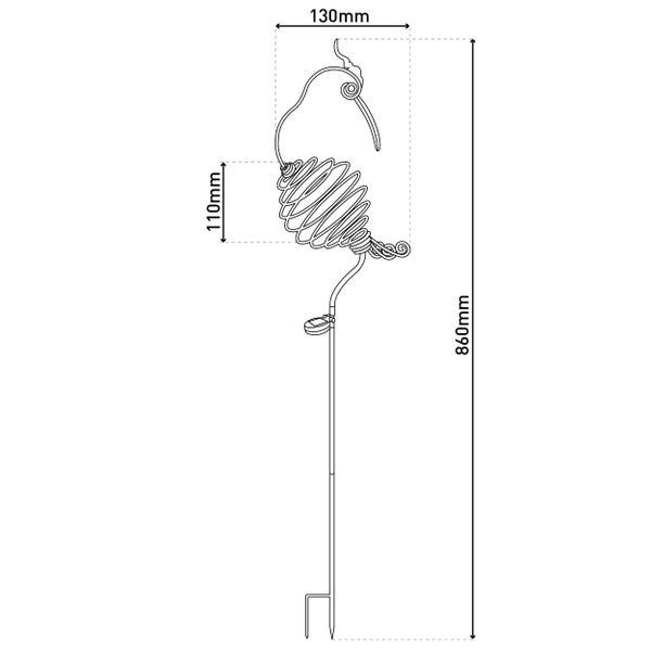 Deko-Solar-Erdspieß KRANICH h: 86cm , für Außen, Erdspieß aus  Metall und Kunststoff in Grün, mit integrierter LED