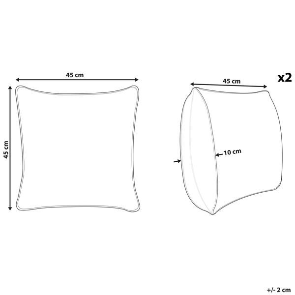 Dekokissen 2er Set WOODI Baumwolle 45 x 45 cm Gelb Weiß Geometrisches Muster