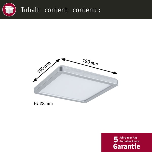 LED Panel Atria Shine Backlight eckig 190x190mm 11,2W 900lm 4000K Chrom matt