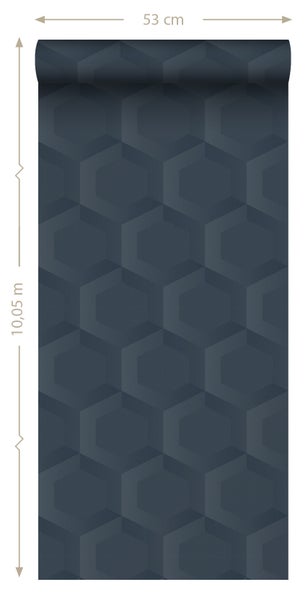 Origin Wallcoverings Tapete 3D Wabenmuster Dunkelblau - 53 cm x 10.05 m - 348022