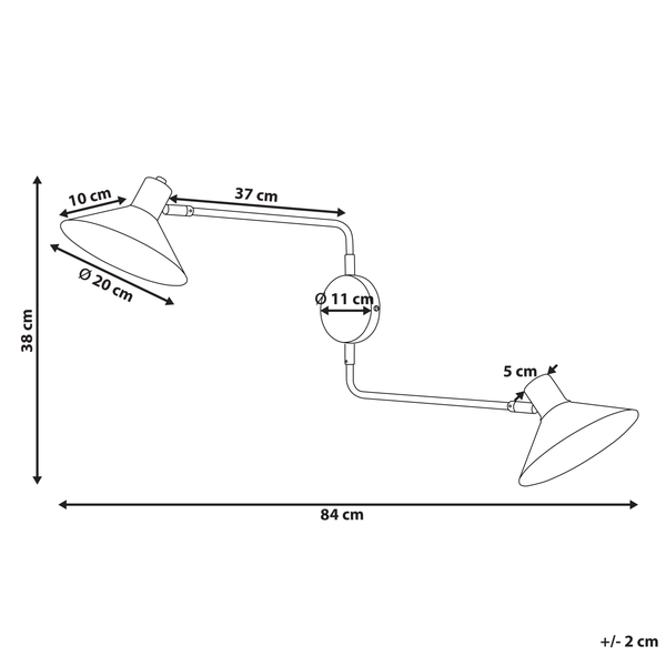Wandlampe KADASSA verstellbar Metall Schwarz