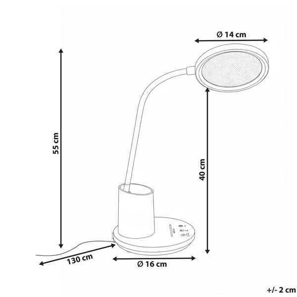 Abmessungen einer LED-Schreibtischlampe