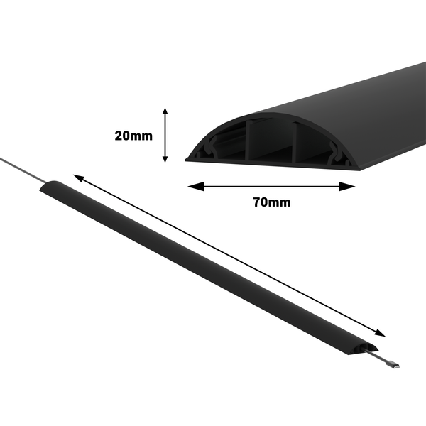 CILSON WDK7020SS Art.-Nr. 6700390 Kabelkanal 70 x 20 mm x 2.000 mm - Trittfest, selbstklebend mit Bodenbelochung, schwarz RAL 9005