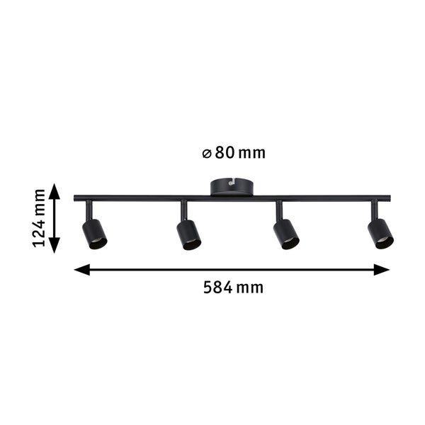 Spotlight Carolina GU10 230V max. 4x10W dimmbar Schwarz matt