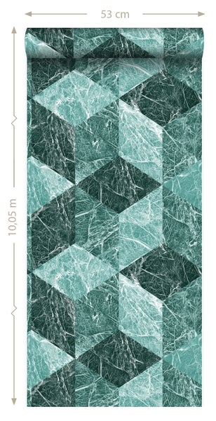Origin Wallcoverings Tapete 3D Marmor Motiv Smaragdgrün - 53 cm x 10.05 m - 347319