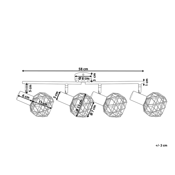 Strahler 4-flammig CHENAB verstellbar Metall Gold