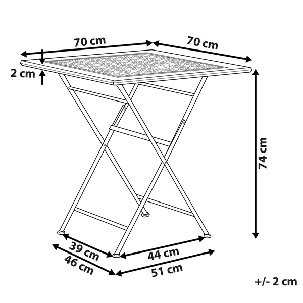 Outdoor Bistrotisch BORMIO 70 cm 70 cm Metall Schwarz