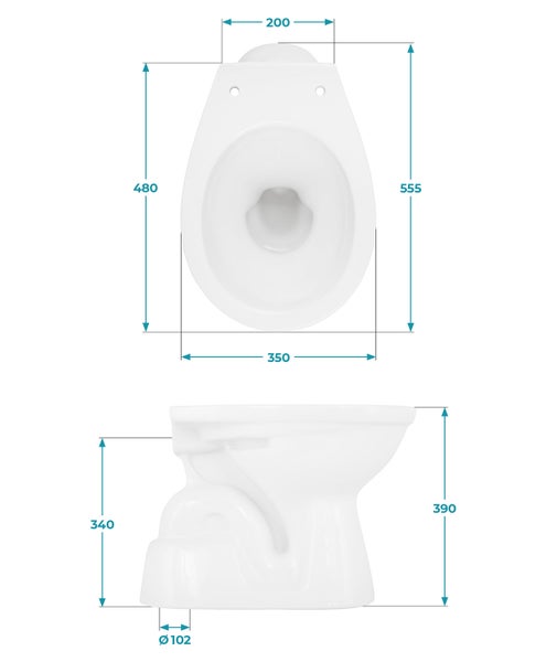 Calmwaters® Universal Stand WC mit senkrechtem Abgang, Tiefspüler Weiß, Toilette mit Spülrand, hochwertige Sanitärkeramik, Standard-Form, WC Bodenabfluss, 07AB2267